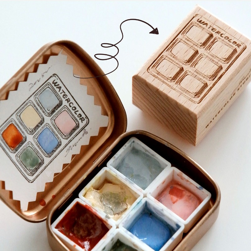 Color Checker Card - 6 raster aquarel kleurenkaart houten stempel