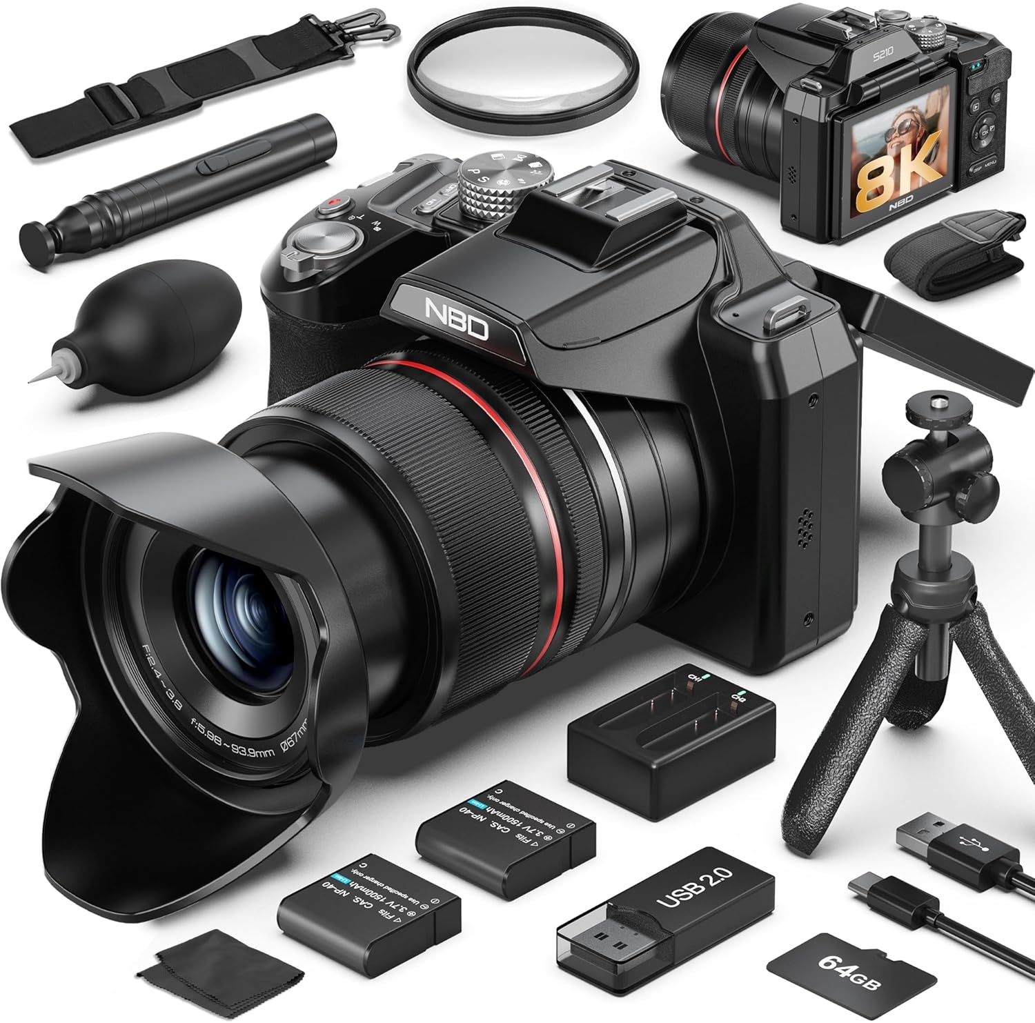 Photography Digital - Professionele 8K 64MP Digitale Fotocamera, 48x