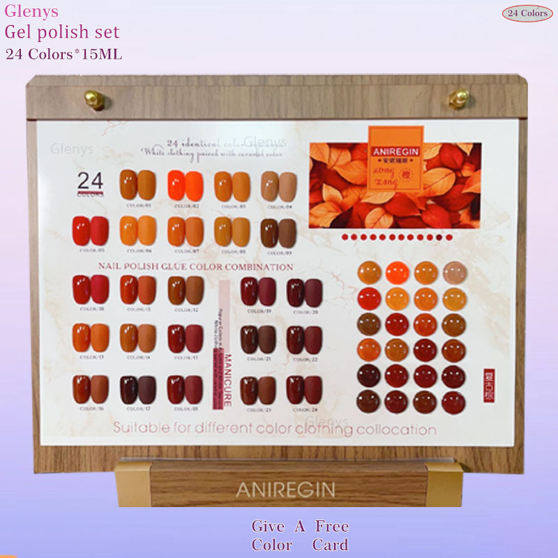Color Checker Card - Vintage Bruine 24 Kleuren Nagellak Glue